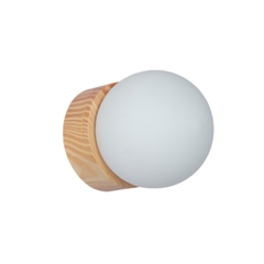 Lampara Aplique Esfera Base Madera