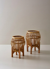 Fanal de Madera Y Rattan Portavela Incluido38 cm