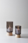 Fanal Vidrio Gris y Base Madera Dijon Largo 36 cm
