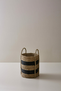 Canasto Seagrass Beige y Negro con Manijas Jimbaran Set x 4 - comprar online
