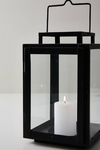 Fanal Vidrio y Metal Negro con Asa Set x 2