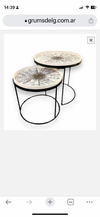 Mesa Duo de Madera Estampada y Base Hierro Negro Vetas