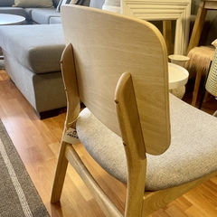 Silla Madera Natural Asiento Tapizado gris en internet