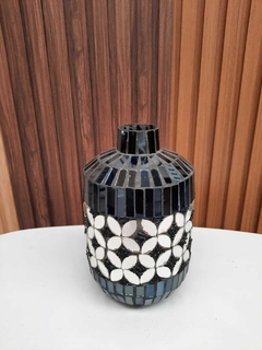 Adorno botellon vidrio y ceramica - comprar online