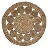 Alfombra Yute Redonda con Circulos Borde Natural 120 cm