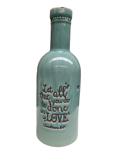 Florero Ceramica con Inscripcion Let Love Marron