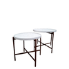 Mesas Redondas Madera Tallas y Base de Hierro Set x 2