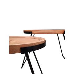 Mesas Ratonas Oval Madera Macisa y Hierro Set x 2 en internet