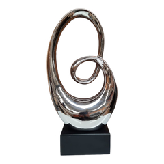 Adorno Figura Ceramica Cromada en Base