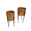 Porta Maceta Chapa Dorado Base Hierro Set x 2