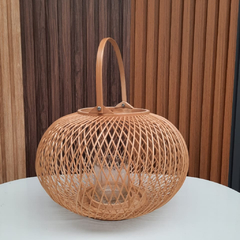 Fanal de bambu portavelas con manija - comprar online