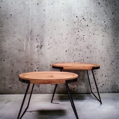 Mesas Ratonas Oval Madera Macisa y Hierro Set x 2 - comprar online