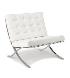 Sillon Barcelona hierro cromado y cuero negro con botones - comprar online