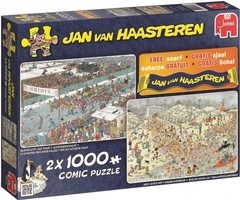 (1075) Jan Van Haasteren, Grátis Echarpe - 2 x 1000 peças