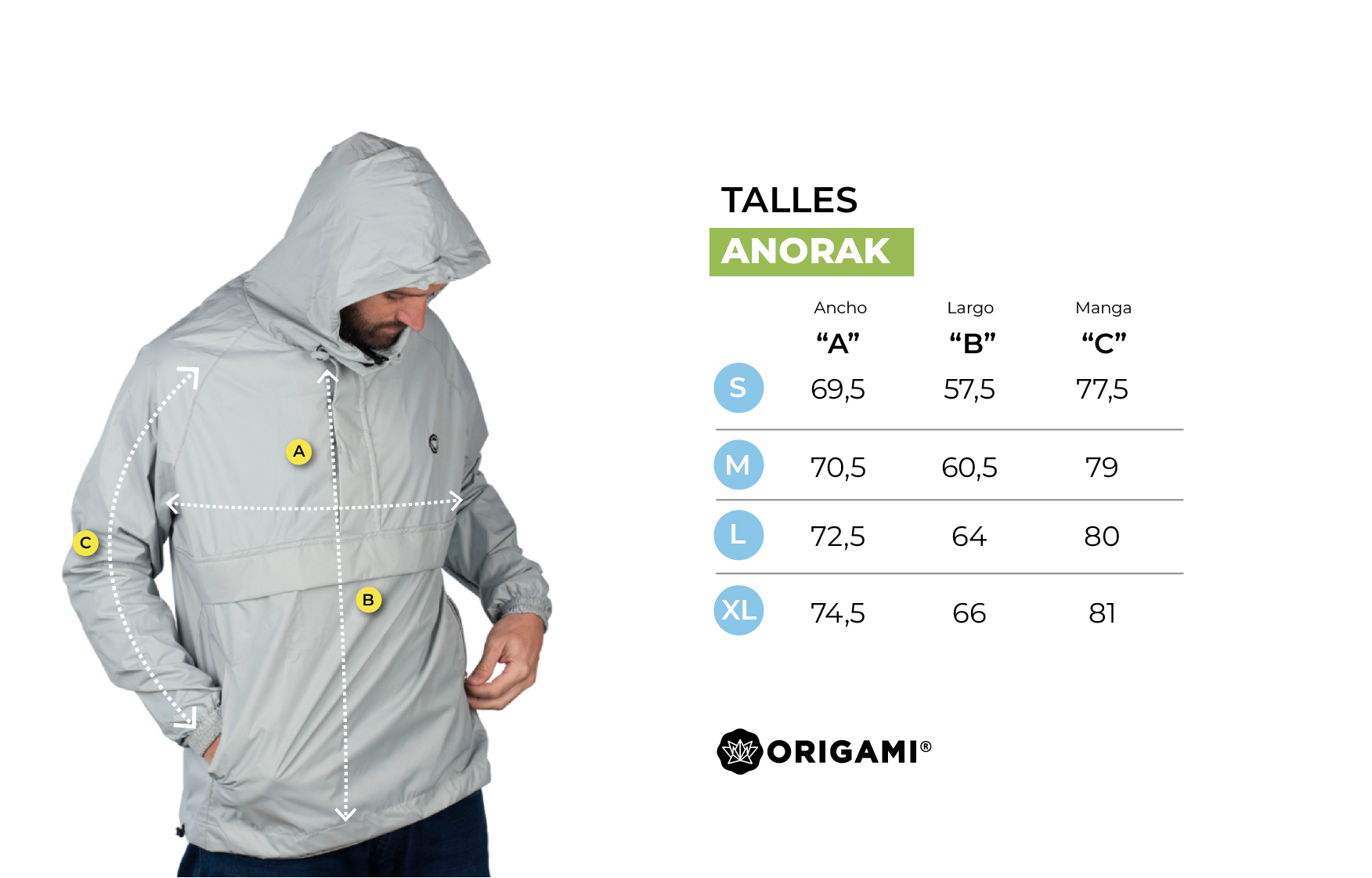 Tabla de talles Anorak