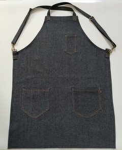 Avental Jeans Black Bolso Triplo
