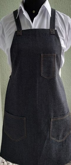 Avental Jeans Black Bolso Triplo - comprar online