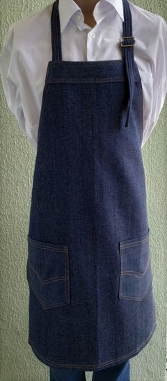 Avental Jeans Azul Bolso Duplo - comprar online