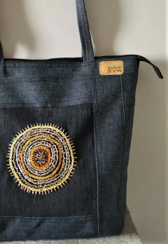 Bolsa Sacola Jeans Black Mandala - comprar online