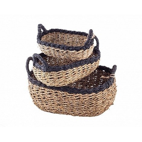 Canasta Ovalada Seagrass con Blanco