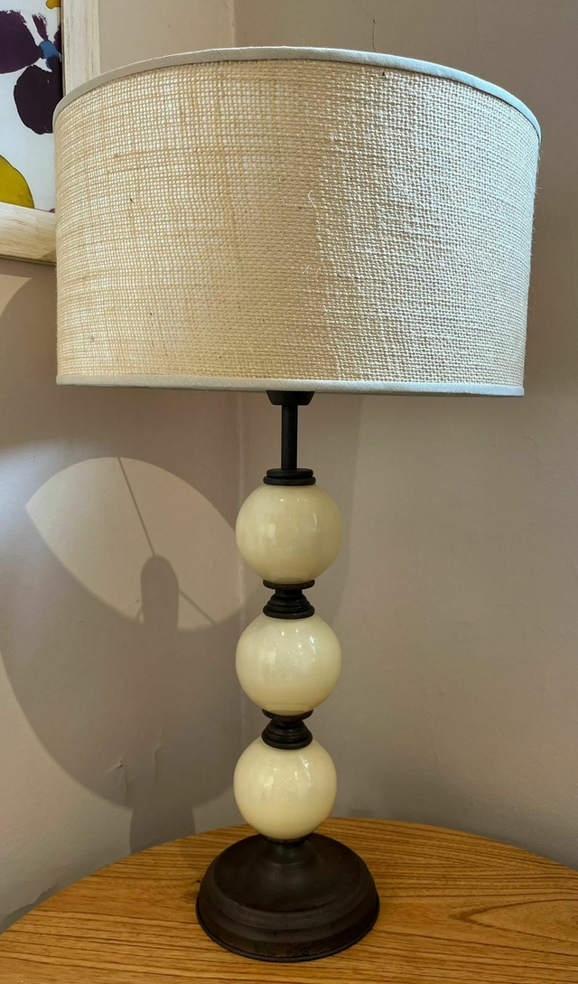 LÁMPARA DE MESA OXIDO 3 BOCHAS NATURAÑ