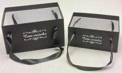Caixa Floricultura Retangular C/Logo padrão C/Alça C/Fita - Luzmar Embalagens