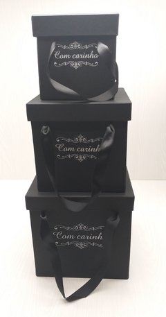 Caixa Floricultura Quadrada C/Logo padrão C/Alça C/Fita