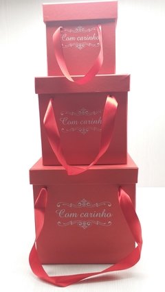 Imagem do KIT'S Caixa Floricultura quadrada C/Logo padrão C/Alça C/Fita