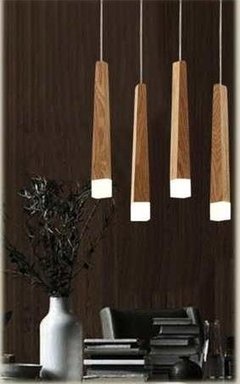 Colgante LED 1 luz madera