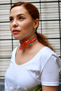 Cinta de cuello choker estampada Valentina Camacho