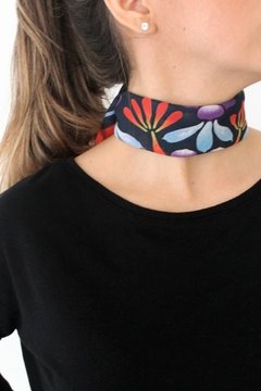 Pañuelo de seda choker estampado para mujer