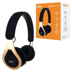 Headset Oex Hs210 Drop Com Fio Preto E Dourado