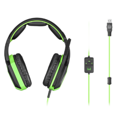 Headset Gamer Warrior Ares USB 7.1 3D Surround Sound Preto/Verde - PH224 - comprar online