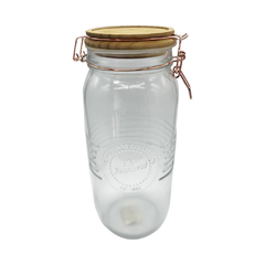 Frasco hermético cierre cobre tapa madera vintage 2000 ml