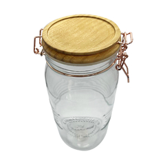 Frasco hermético cierre cobre tapa madera vintage 1000 ml
