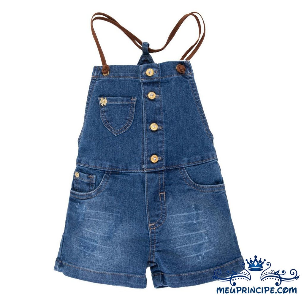 Jardineira Jeans Para Bebe Menina