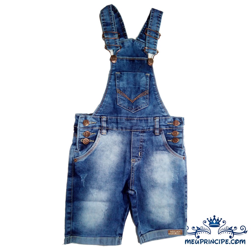 Jardineira Jeans Infantil Masculina Curta