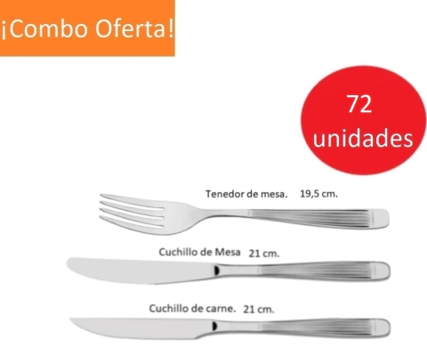 Set 72 tenedores cuchillos de mesa y cuchillo de carne acero inoxidable