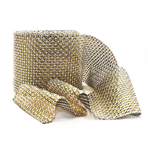 Galon Falso Stras 10, Hueco lleno, 24 lineas color Oro o Cobre