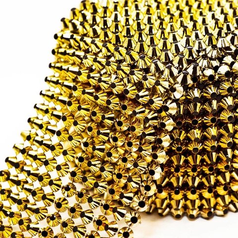 Galon Falso Stras 5, base oro , punta color, 12 lineas varios colores
