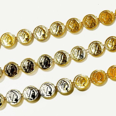 Media Perla Inyectada con Forma, Moneda, color Oro o Plata