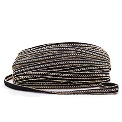 Galon gamuza con cadena, negro con plata u oro con plata