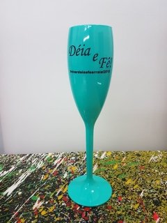 Taça champagne acrílico personalizada azul