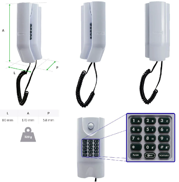 Interfone Ramal Interno - Kit Porteiro Eletrônico Coletivo 4 Pontos