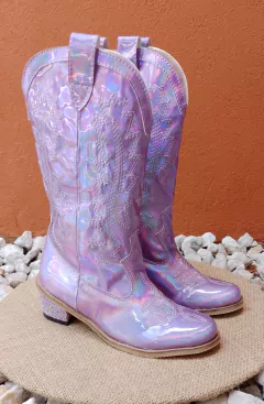 Mod. Texana Alta - Eco Lila Tornasol - Talles 27 al 40