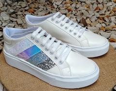 Mod. Tiras 35358 - Eco Blanco y Plata - Talles 34 al 40
