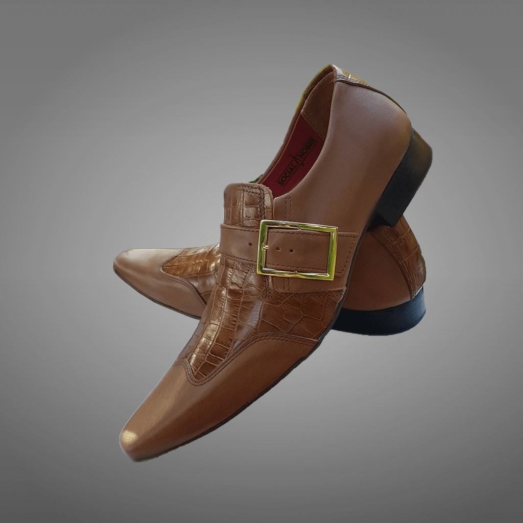 SAPATO SOCIAL COURO MARROM FIVELA