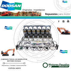 Repuestos Doosan - Doosan DX27Z, Doosan DX30Z, Doosan DX35Z, Doosan DX55, Doosan DX60R, Doosan DX80R, Doosan DX140LC, Doosan DX140W, Doosan DX180LC, DX190W, Doosan DX210W, Doosan DX225LC, Doosan DX255LC, Doosan DX340LC, Doosan DX420LC, Doosan DX480LC, Doo
