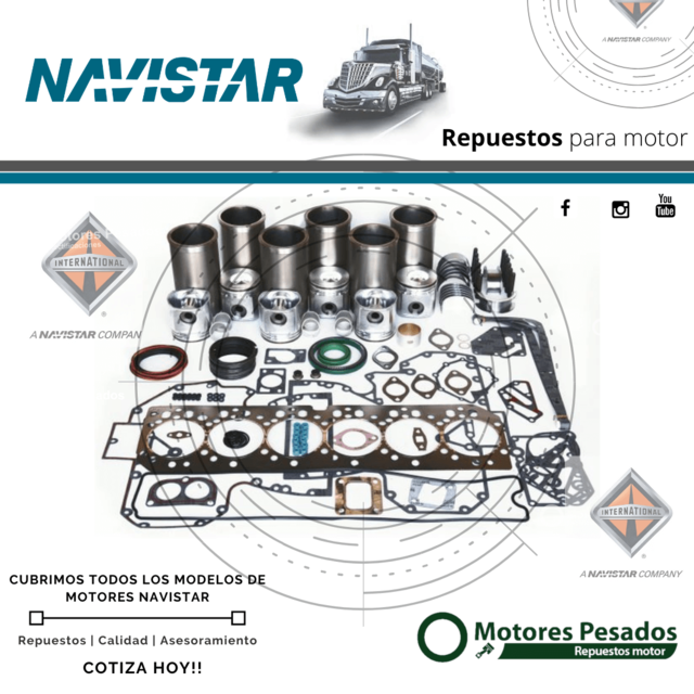Repuestos Navistar - Navistar DT360 - Navistar DT414 - Navistar DT436 - Navistar DT466 - Navistar DT408 - Navistar DT530 - Navistar DT360 V8 5.9L - Navistar IHC 7.3 L.