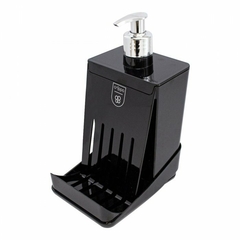 Dispenser de cocina Negro con porta esponja Acrilico pico cromado